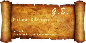 Geiser Dénes névjegykártya
